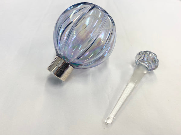 Miniature Sterling Silver & Iridescent Glass Scent Bottle Birmingham 1986