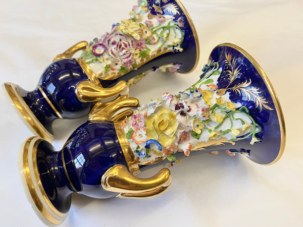Lovely Pair 19th Century Bloor Derby Vases