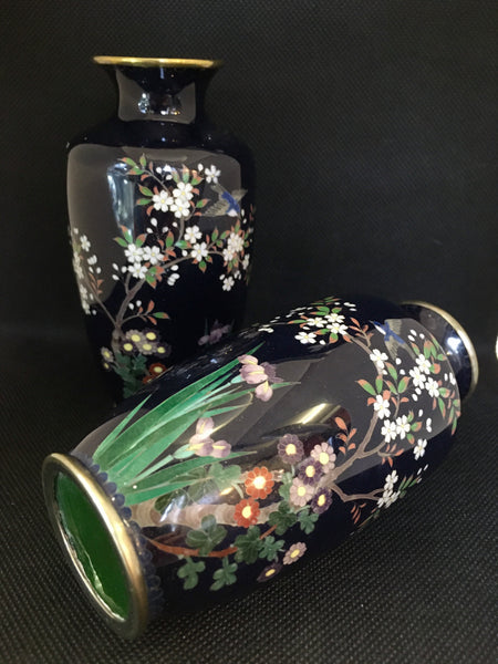 Pair Of Small Japanese Cloisonné Vases