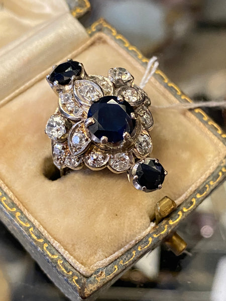 Vintage 18ct Gold Sapphire & Diamond Ring