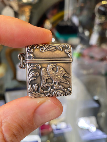 Antique Art Nouveau Sterling Silver Vesta Style Stamp Box c.1890