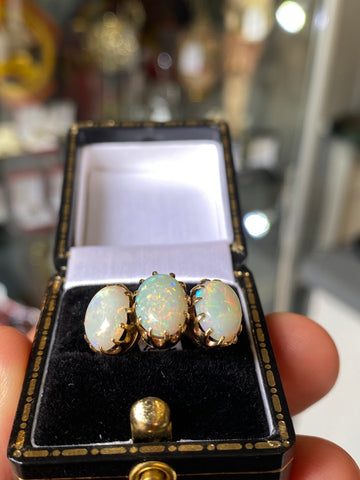 9ct Gold Bespoke Australian Opal Trilogy Ring