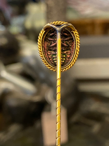 Antique Scarab Beetle Stickpin With Box