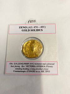 Ancient Zeno Gold Solidus AD 474-491