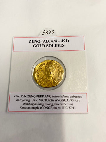 Ancient Zeno Gold Solidus AD 474-491