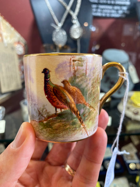 *RESERVED FOR HOWARD* Pair Signed Crown Devon Coffee Cups & Saucers