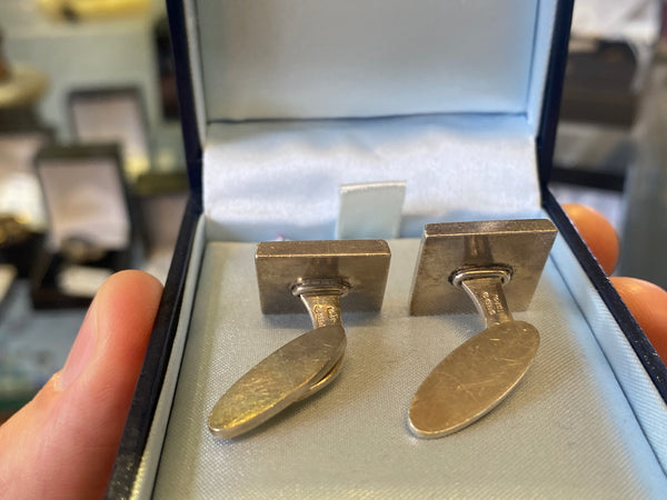 Vintage Georg Jenson Silver Mosaic Design Cufflinks 1963