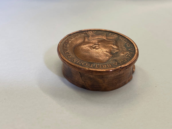 WW1 Trench Art Officer’s Cap George V Penny