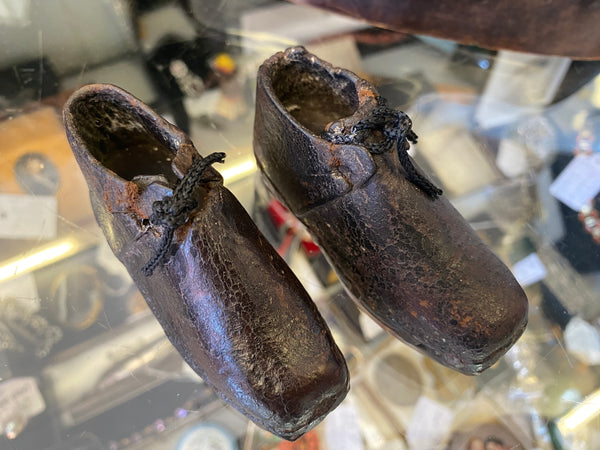 Pair Antique Victorian Wood & Leather Child’s Clogs