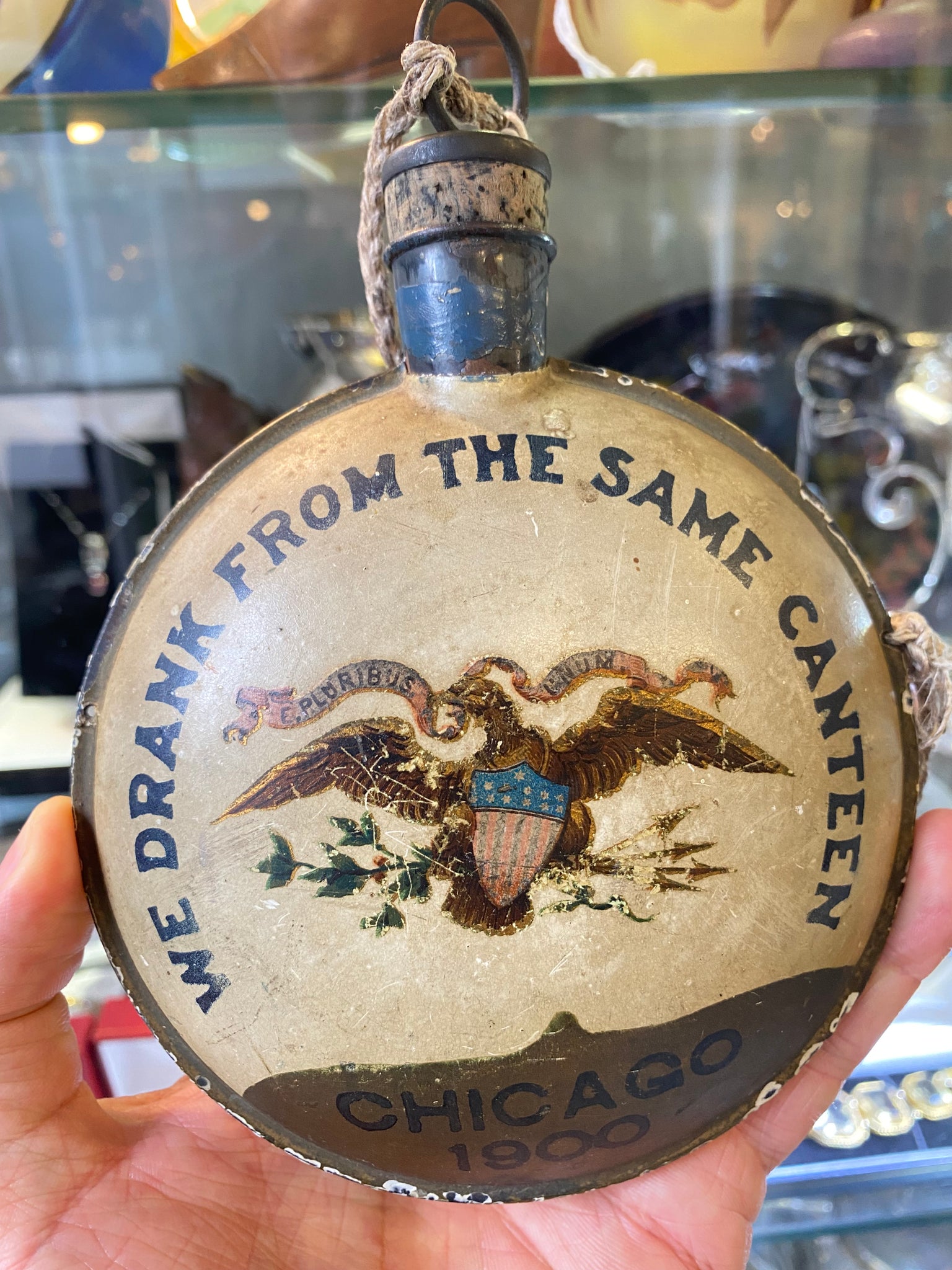 Antique American Civil War Interest Decorated Grand Army Of The Republic Canteen