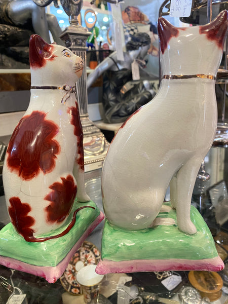Rare Pair Antique 19th Century Staffordshire Cats