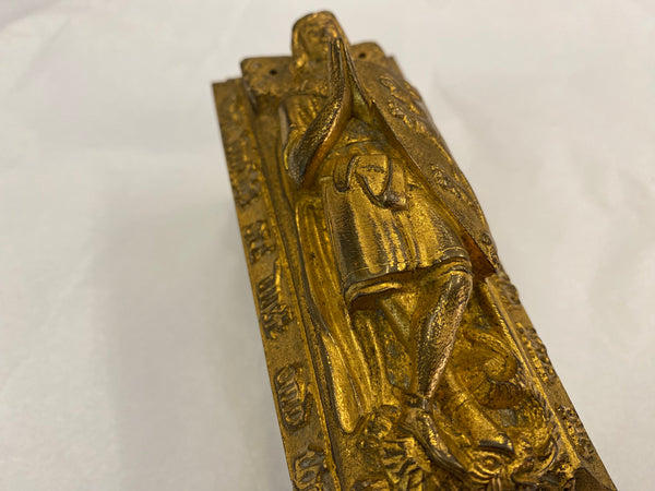 19th Century Gilt Bronze Medieval Knight Go To Bed Match Casket