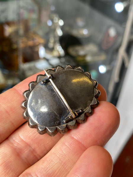 Antique Georgian Silver & Paste Mourning Brooch