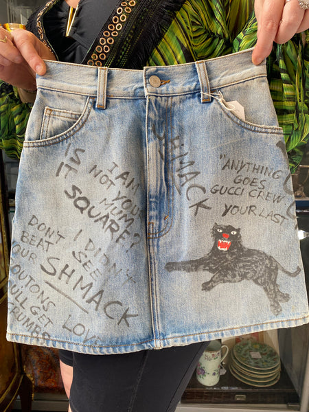 Collectible Gucci Graffiti Mini Skirt Alessandro Michele c.2018 Petite Size 6