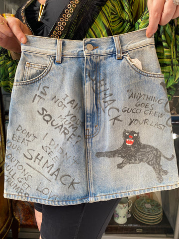 Collectible Gucci Graffiti Mini Skirt Alessandro Michele c.2018 Petite Size 6