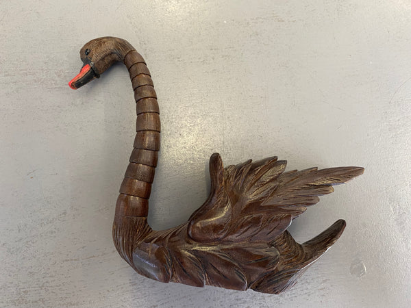 Fine & Rare Carved & Articulated Treen Swan Figure