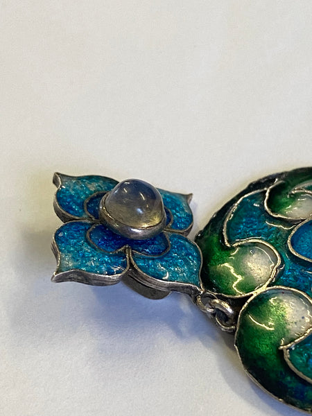 Antique Arts & Crafts Enamel & Moonstone Pendant c.1910