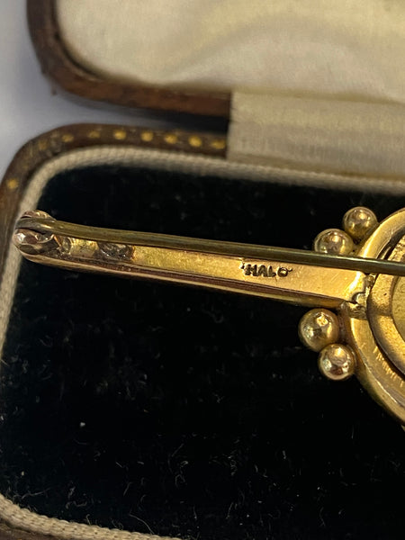 Antique Victorian 15ct Gold, Ruby & Diamonds Brooch