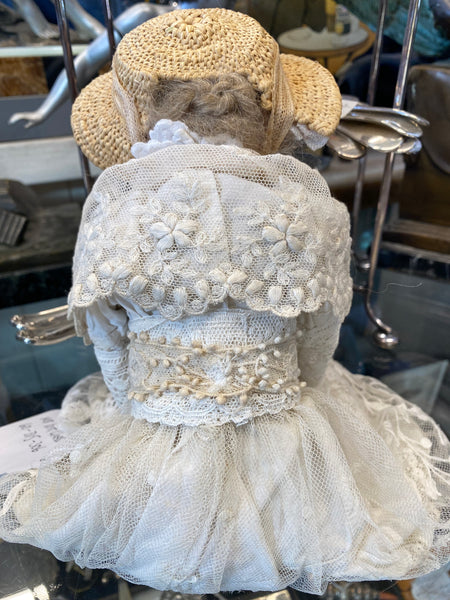 Antique Edwardian ‘Kid Leather’ Jointed Doll With Bisque Head & Sleeping Eyes ‘Armand Marseille’