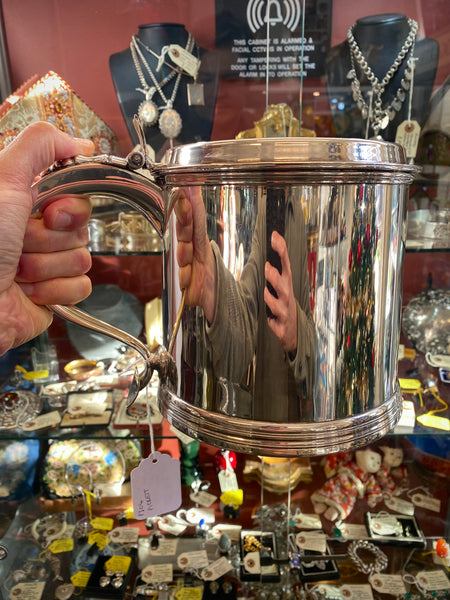 Antique Queen Anne Style Lidded Silver Plate Tankard c.1900