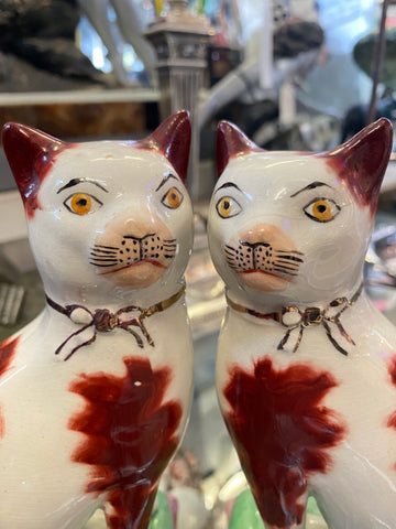 Rare Pair Antique 19th Century Staffordshire Cats
