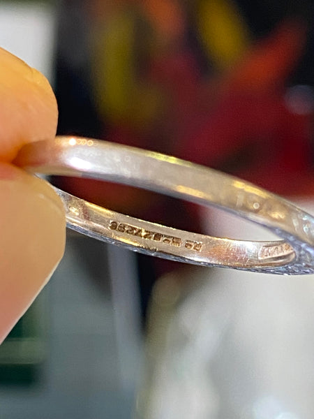 Art Deco Heart Shaped Platinum Ring 1938