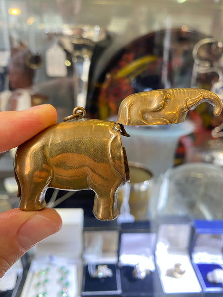Novelty Brass Elephant Vesta Case