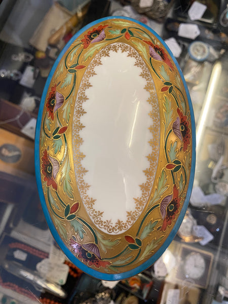 Hand Painted Covered Porcelain Box By Limoges
