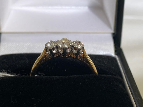 18ct Gold, Platinum & 3 Stone Diamond Ring