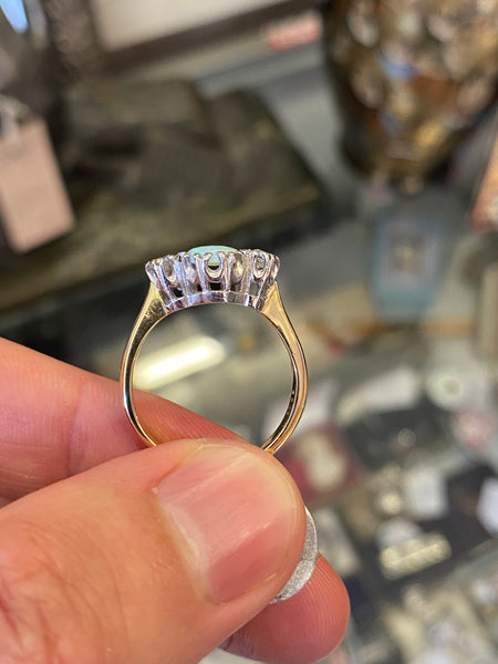18ct Gold, Opal & Diamond Ring