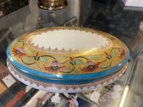 Hand Painted Covered Porcelain Box By Limoges