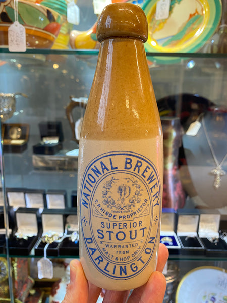 Very Rare Blue Print Stout Bottle – National Brewery – Darlington (T.D. Hinde)