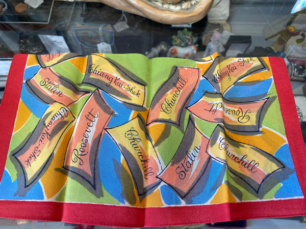 Rare 1940’s World War 2 Silk Propaganda Handkerchief