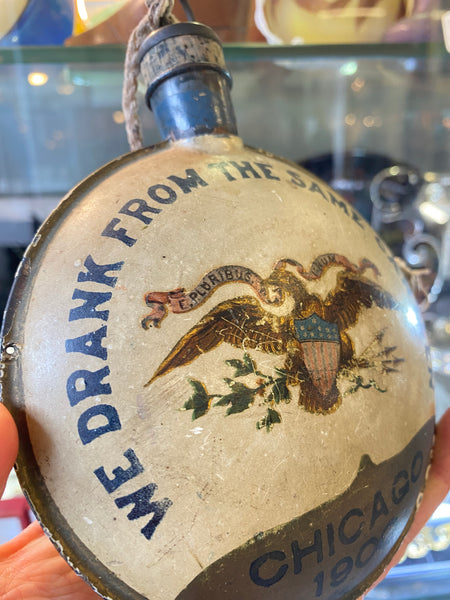 Antique American Civil War Interest Decorated Grand Army Of The Republic Canteen