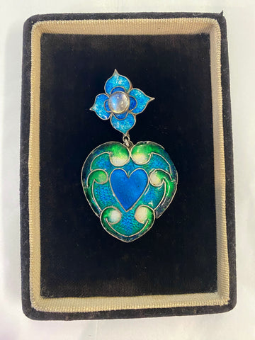 Antique Arts & Crafts Enamel & Moonstone Pendant c.1910