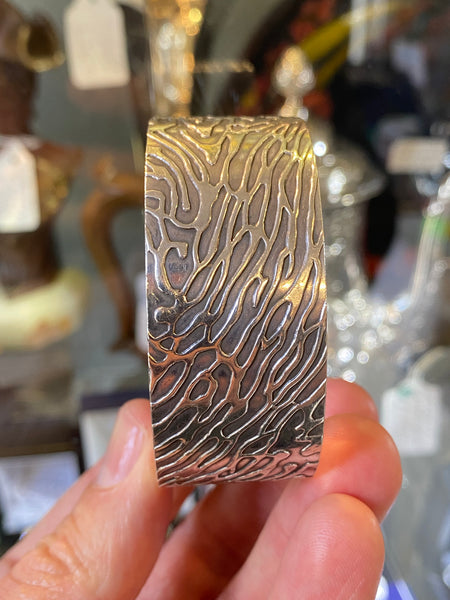 Antique Naturalistic German Art Nouveau Silver Cuff Robert Kraft c.1920