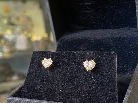 Diamond Heart Shaped Stud Earrings