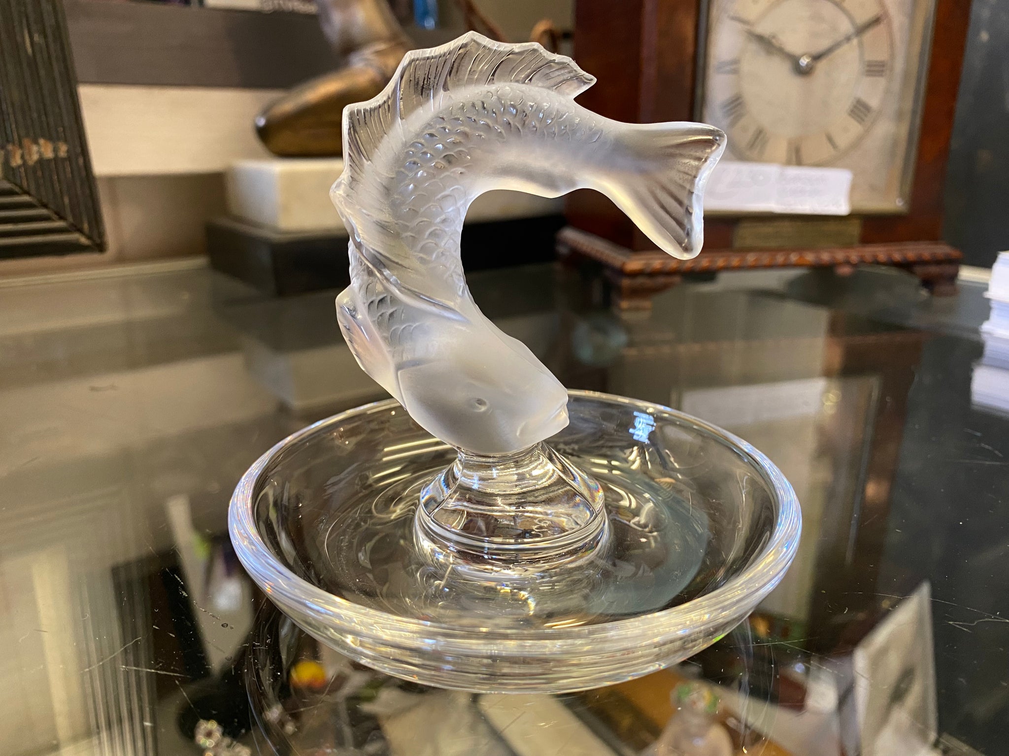 Lalique Leaping Fish Pin Tray