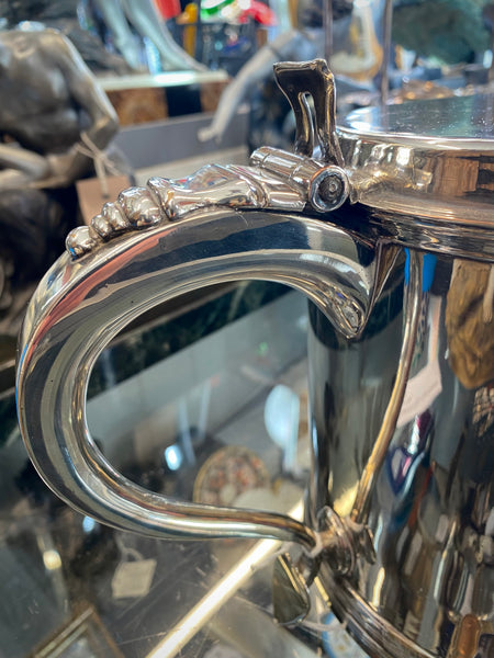 Antique Queen Anne Style Lidded Silver Plate Tankard c.1900