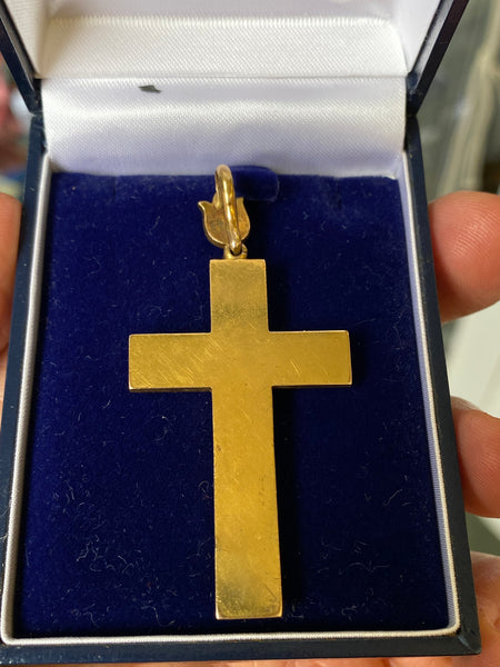 Antique 19th Century Victorian 18ct Gold & Seed Pearl Mourning Cross Pendant