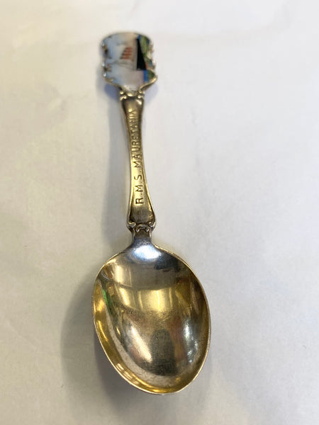Antique Silver & Enamel R.M.S Mauretania Spoon Birmingham 1910