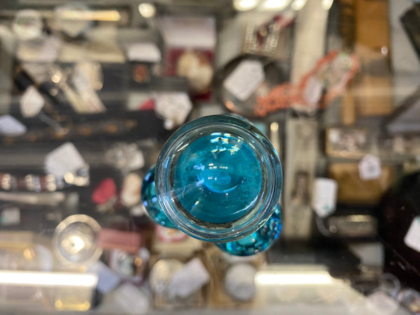 Antique Victorian Blue Glass Bubble Inkwell