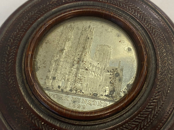 Rare Georgian York Minster Snuff Box With Coloured Glass Inside 1829