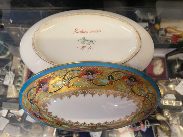 Hand Painted Covered Porcelain Box By Limoges