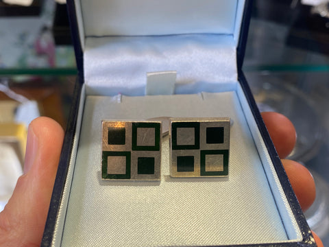 Vintage Georg Jenson Silver Mosaic Design Cufflinks 1963