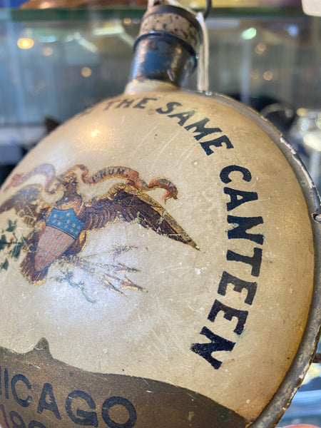 Antique American Civil War Interest Decorated Grand Army Of The Republic Canteen