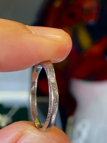 Art Deco Heart Shaped Platinum Ring 1938