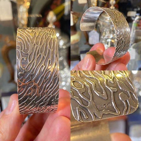 Antique Naturalistic German Art Nouveau Silver Cuff Robert Kraft c.1920