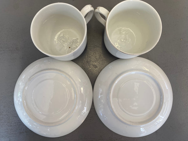 Very Rare Pair King Edward VII & Queen Alexandra Lithophane Cup & Saucers