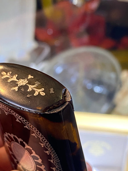 Antique Georgian Tortoiseshell & Silver Inlaid Etui